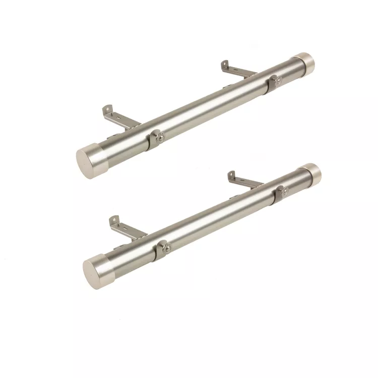 1 - 1/2 inch Satin Nickel Side Mount Curtain Rod Set of 2 - Rod Desyne