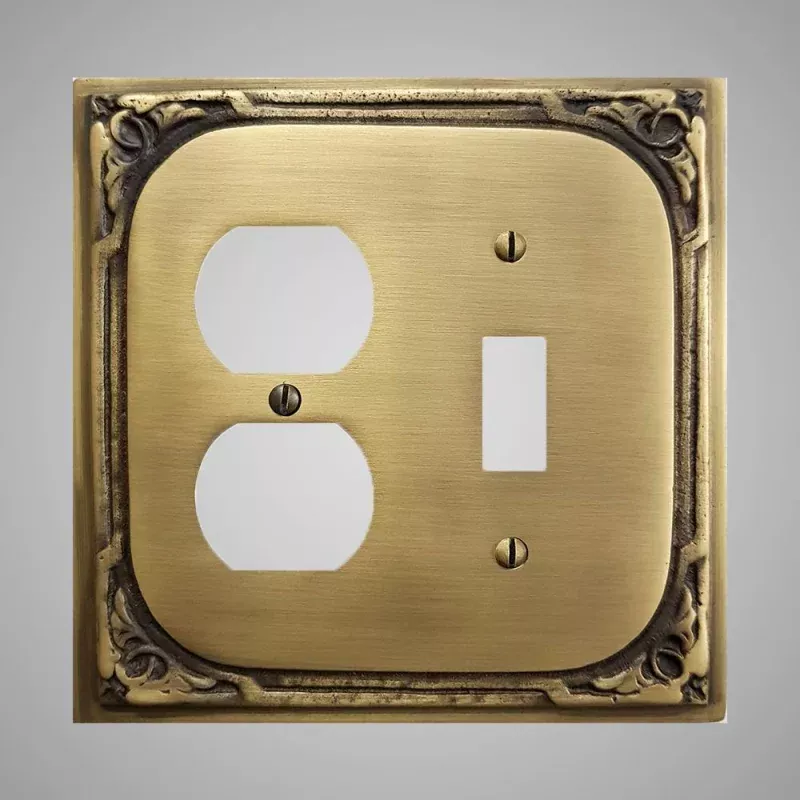 1 Toggle, 1 Duplex Wall Switch Plate - Victorian Design