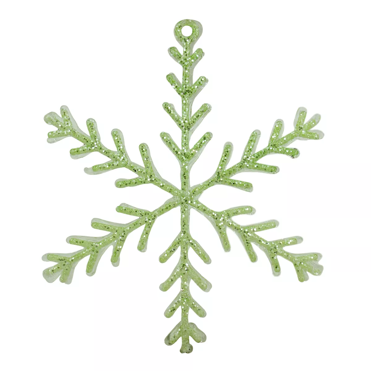 10.5" Green Glittered Snowflake Christmas Ornament
