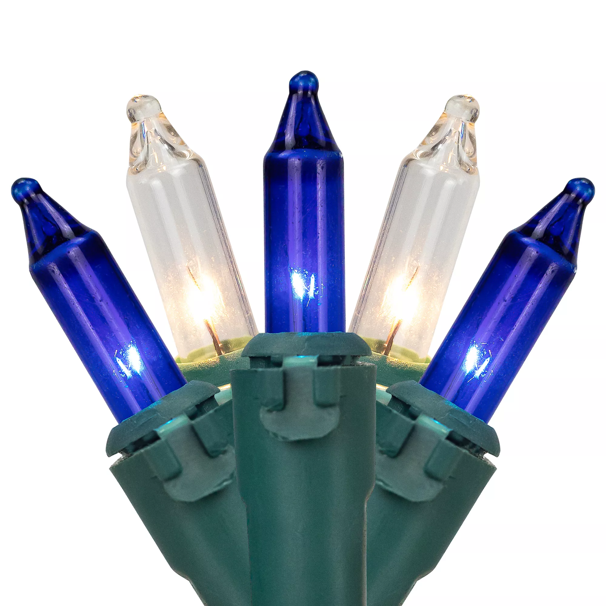 100-Count Blue and Clear Mini Christmas Light Set20 ft Green Wire