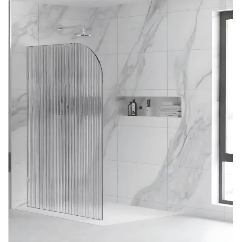 10mm Frameless Walk-in Panel Shower Screen Curved Fluted