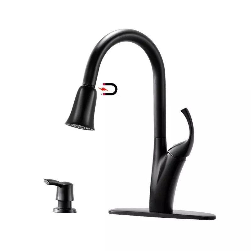 150MB Kitchen Faucet Matte Black with Pull Down Sprayer and Soap Dispenser