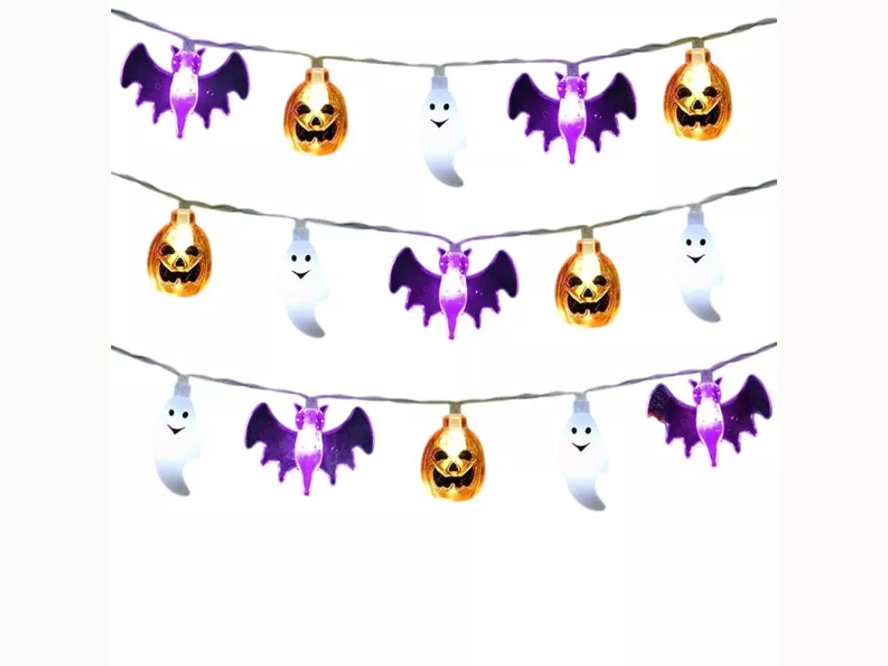 16FT Halloween String Lights – 30 LED Waterproof 3D Pumpkin, Bat & Ghost Icons with Timer & 8 Modes for Indoor/Outdoor Decor
