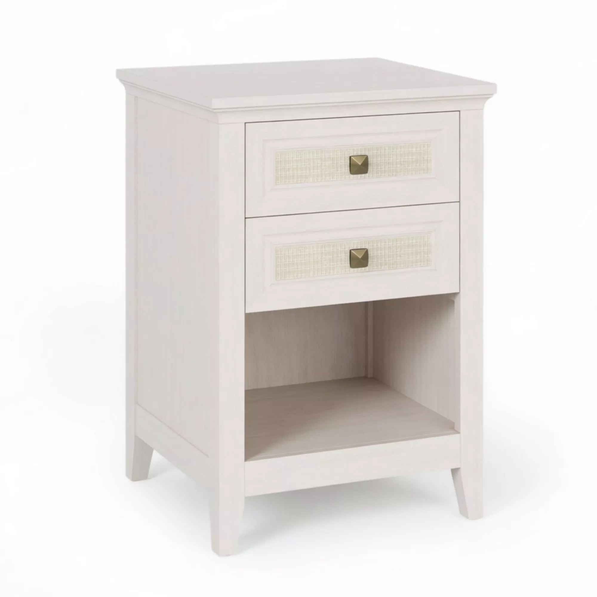 17.7" Assembled Rattan Nightstand 2-Drawer Shelf Boho
