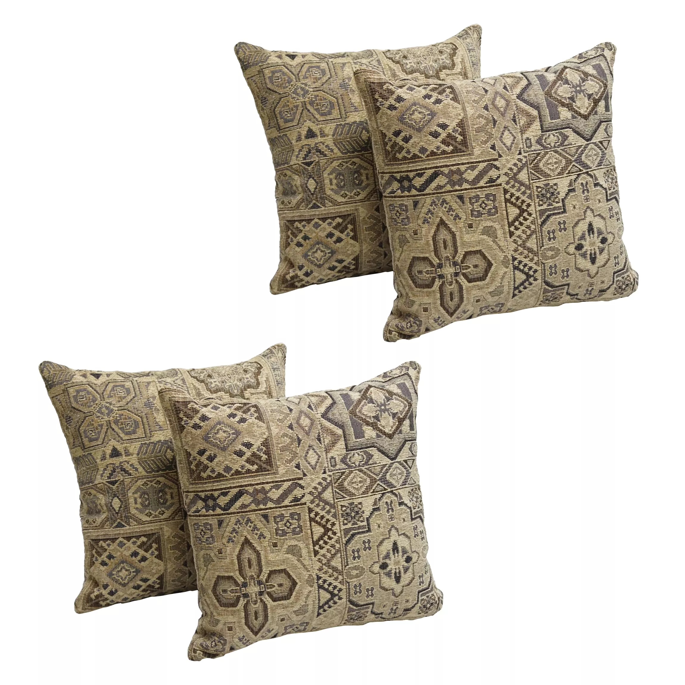 17-inch Jacquard Throw Pillows with Inserts (Set of 4)