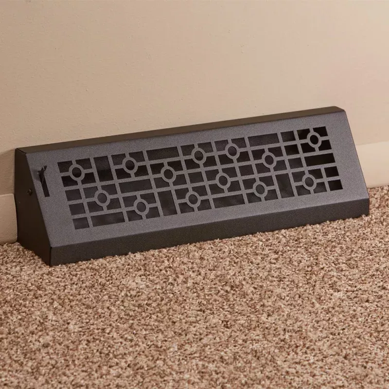 18" Solid Steel Modern Baseboard Register - Matte Black