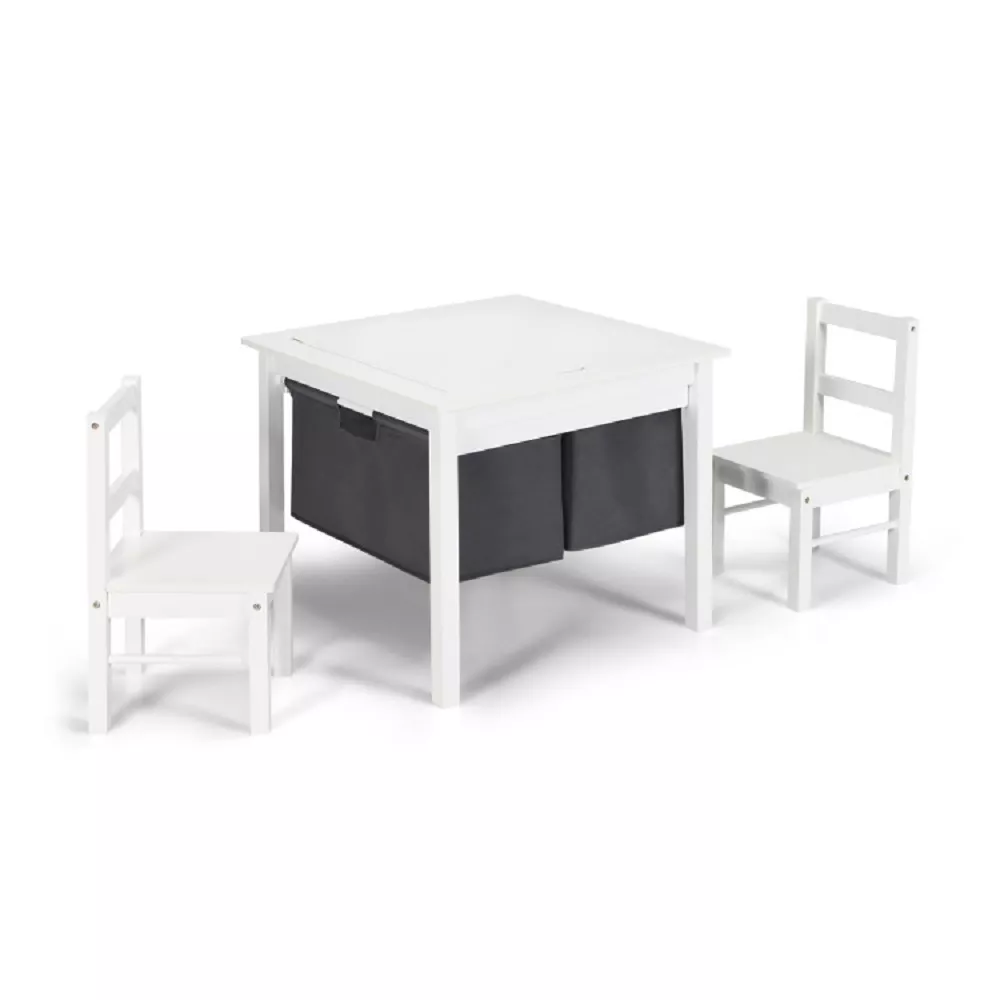2-in-1 Building Block Table, Kids Activity Table with 2 Chairs and Storage