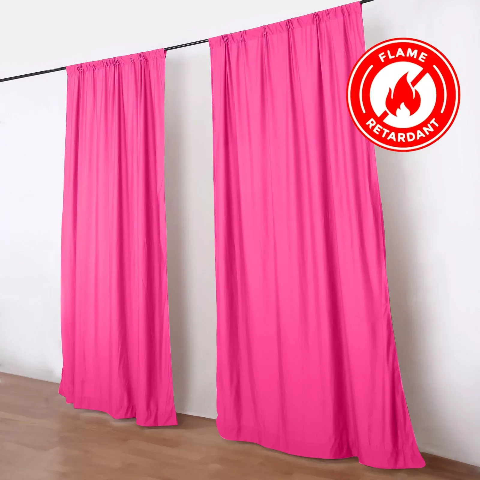2 Pack 5ftx10ft Fuchsia Scuba Polyester Backdrop Drape Curtains, Durable Flame Resistant Event Divider Panels Wrinkle Free With Rod Pockets