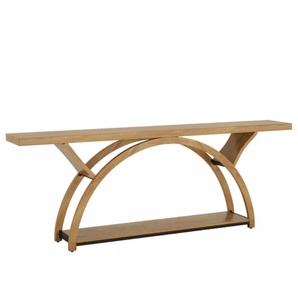 2-Tier Entryway Console Table, 70.9 Inch with Half Moon Base