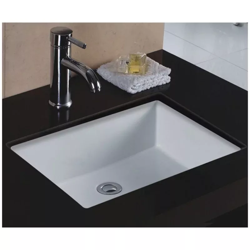 20" White Rectangular Flat Bottom Undermount Bathroom Sink
