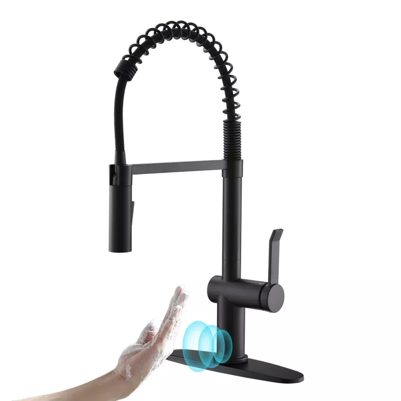 238TL-MB Touchless Kitchen Faucet Modern Spring Matte Black Smart Sensor Activated