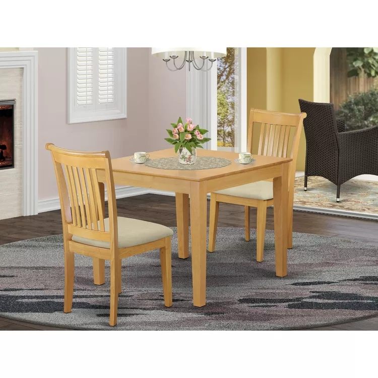 36 Inch Square Dining Set | Kitchen Table & 2 Linen Chairs