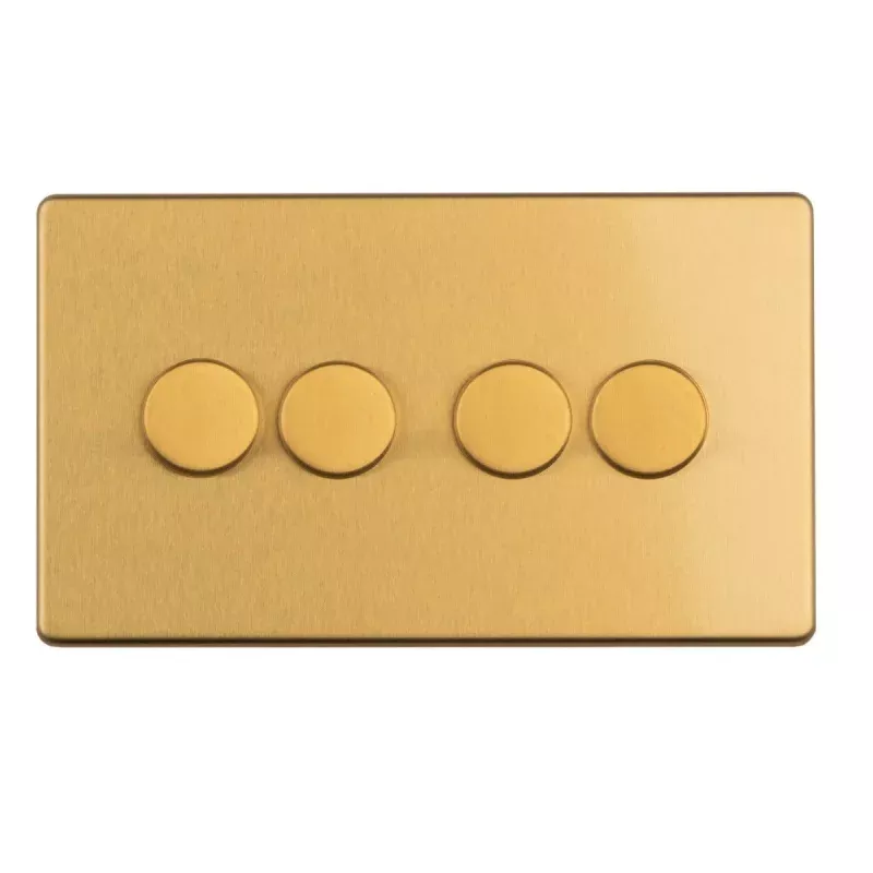 4 Gang Dimmer - Satin brass