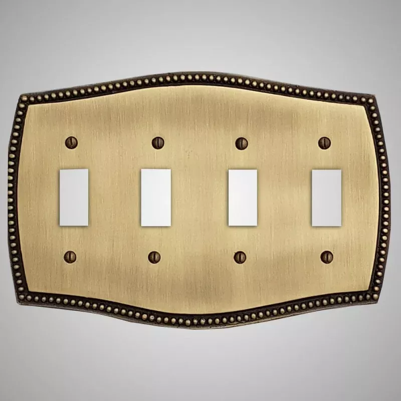 4 Gang Toggle Wall Switch Plate - Beaded Design