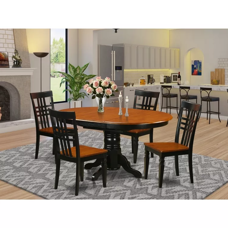 5 Piece Dining Set - Kitchen Table & 4 Chairs - Cherry Black