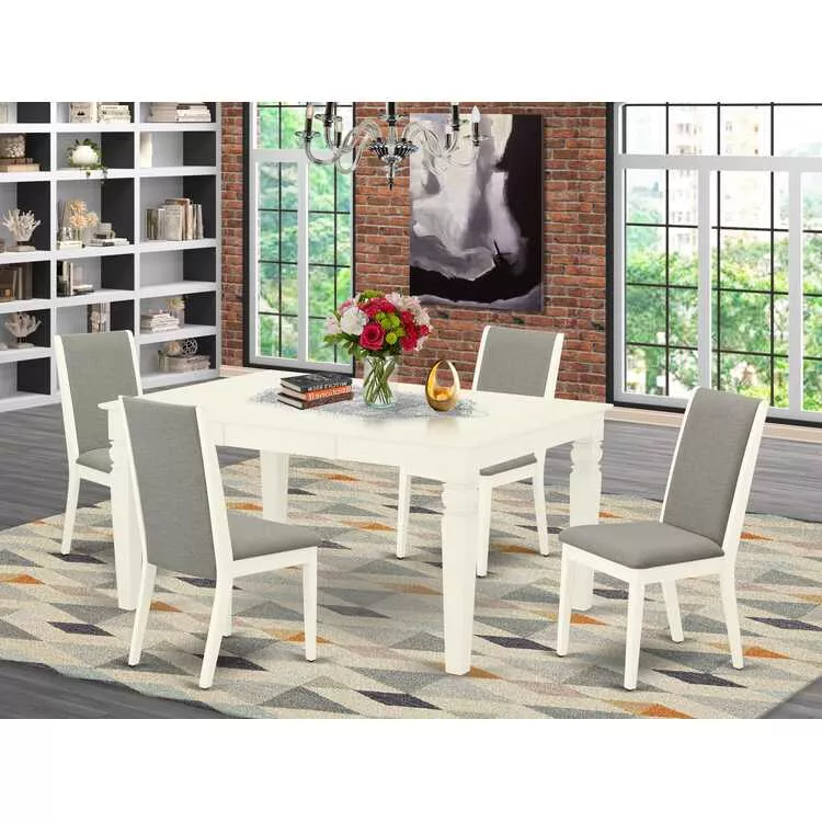 5-Piece Rectangular Dining Set - Linen White Finish