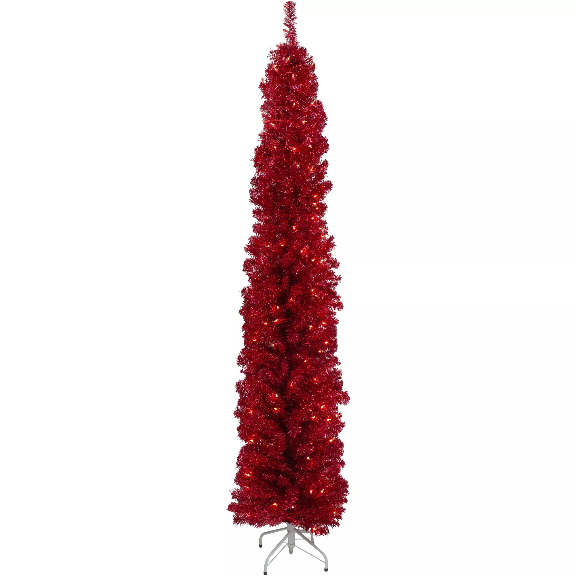 6' Pre-Lit Pencil Red Artificial Christmas Tree - Clear Lights