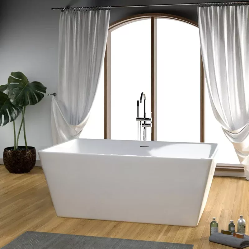 67" Extra Deep Asher Acrylic Rectangular Freestanding Tub with Insulation