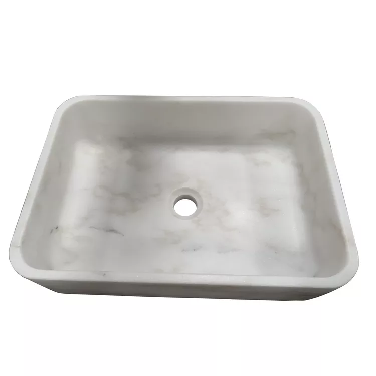 Above Counter Rectangular Bathroom Sink in Honed Marble - Barclay
