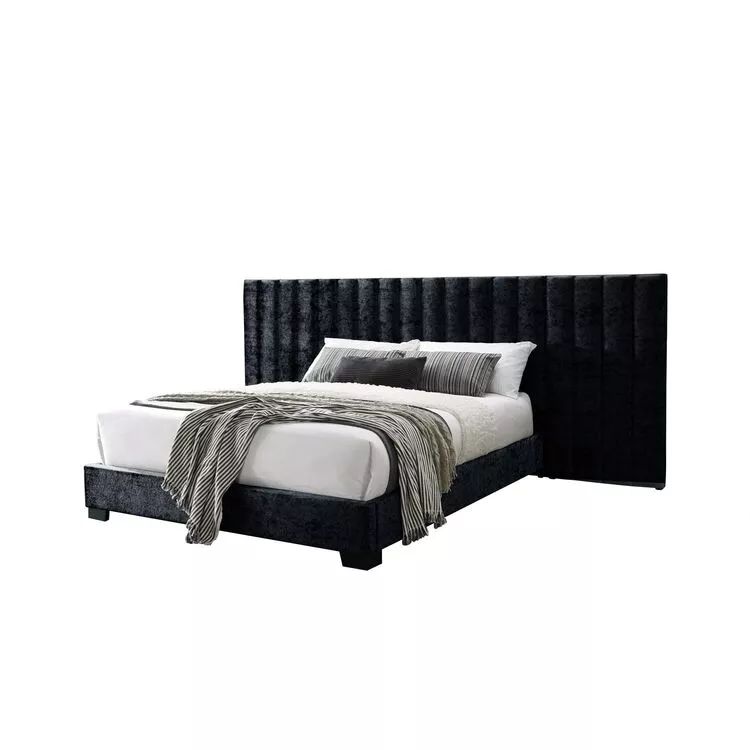 ACME Black Queen Bed - Rivas Fabric Bed Frame