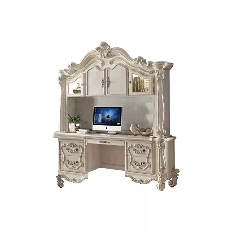 ACME Bone White Computer Desk & Hutch - Versailles Style