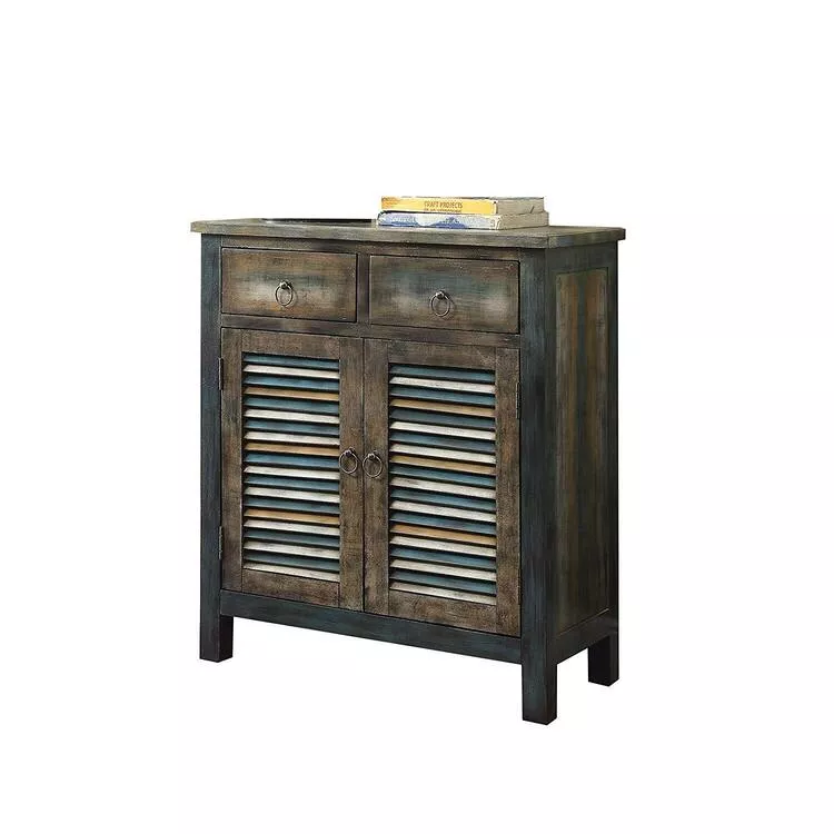 ACME Console Table - Antique Oak & Teal - Glancio