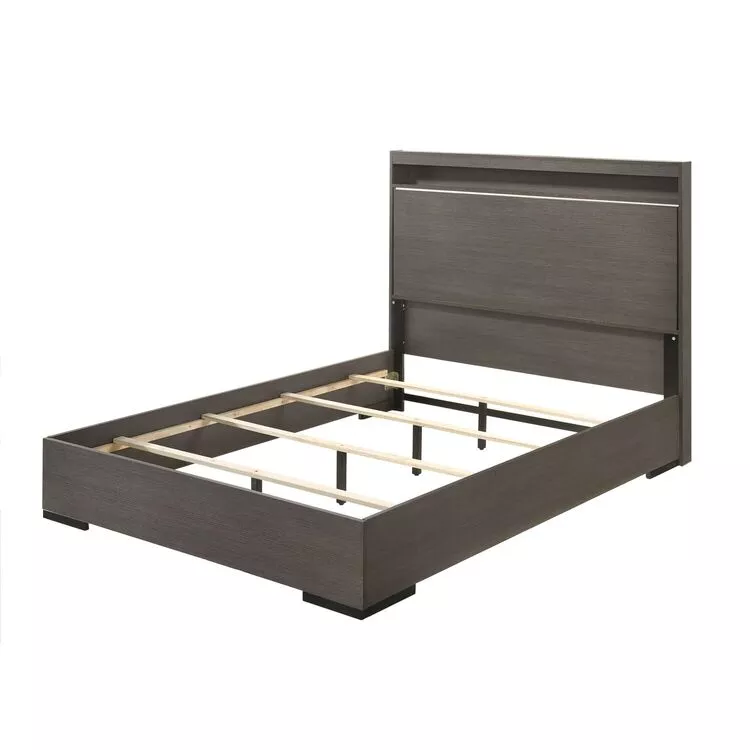 ACME Eastern King Bed - LED & Gray Oak - Escher
