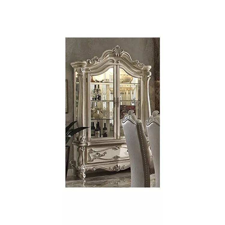 ACME Elegant Bone White Curio Cabinet - Versailles