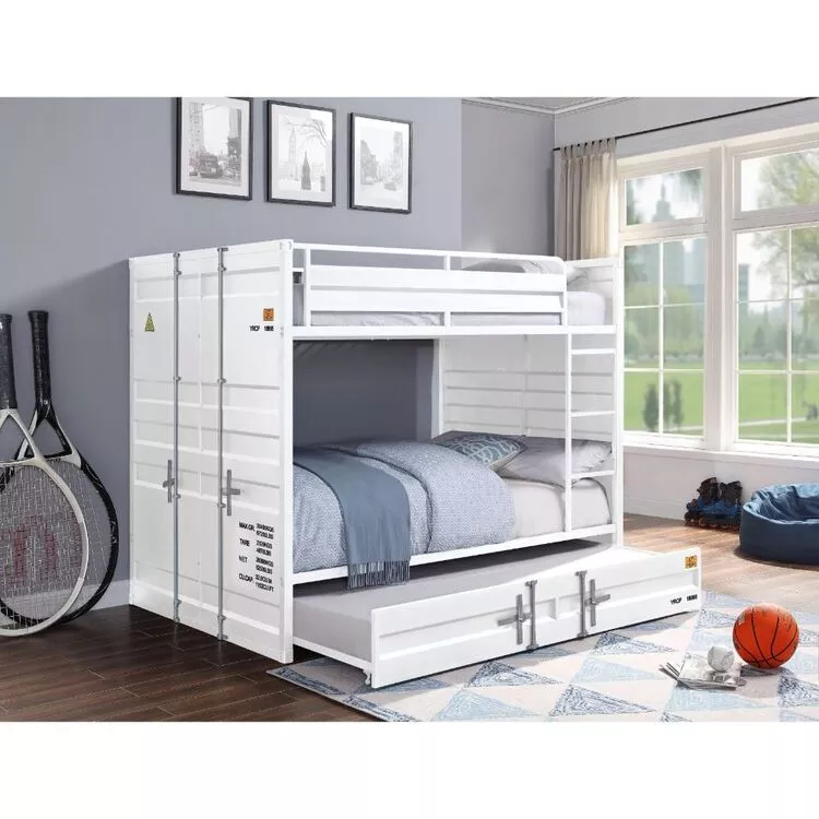 ACME Full Over Full Bunk Bed - White Cargo Style