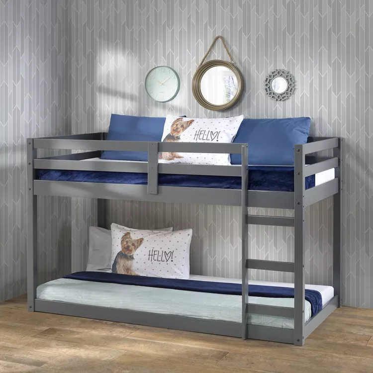 ACME Gray Loft Bed - Solid Pine Wood - Gaston Style