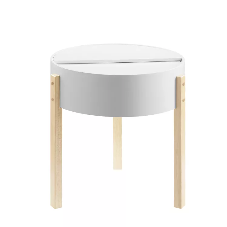 ACME Modern End Table with Storage - White & Natural Finish