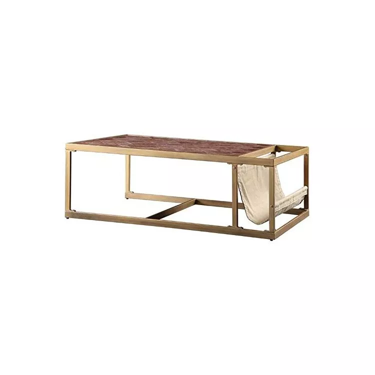 ACME Retro Brown Leather Coffee Table - Modern Accent Table
