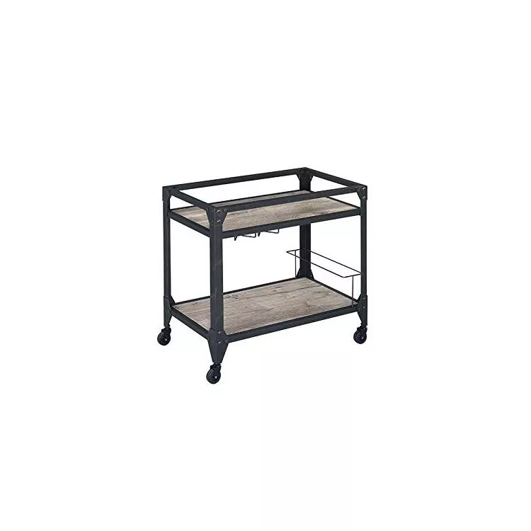 ACME Rustic Serving Cart - Oak & Charcoal Finish