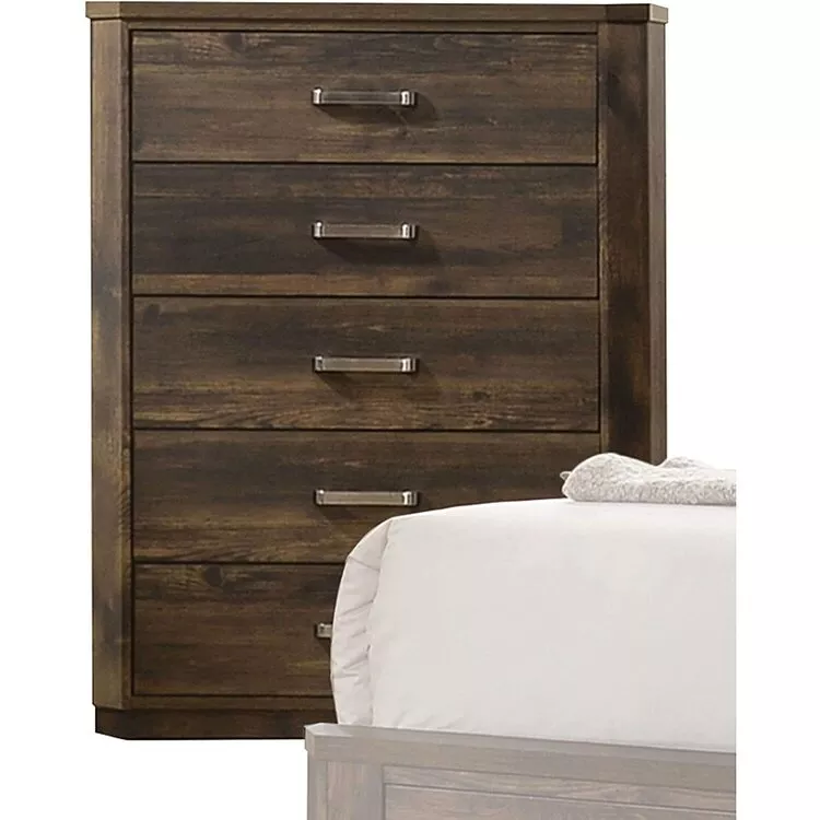 ACME Rustic Walnut Chest - 5 Drawer Dresser