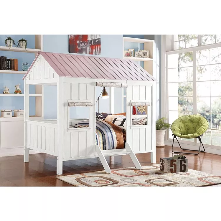 ACME Spring Cottage Full Bed, White & Pink (1Set/3Ctn)