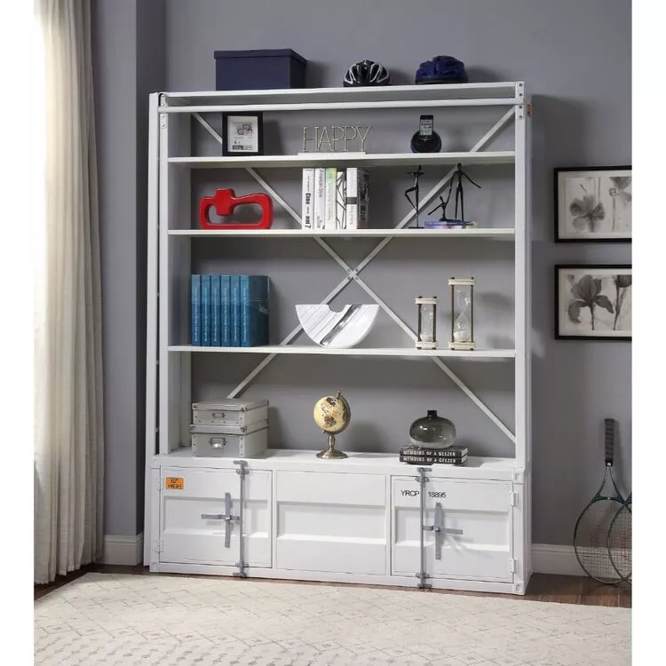 ACME White Cargo Bookshelf & Ladder