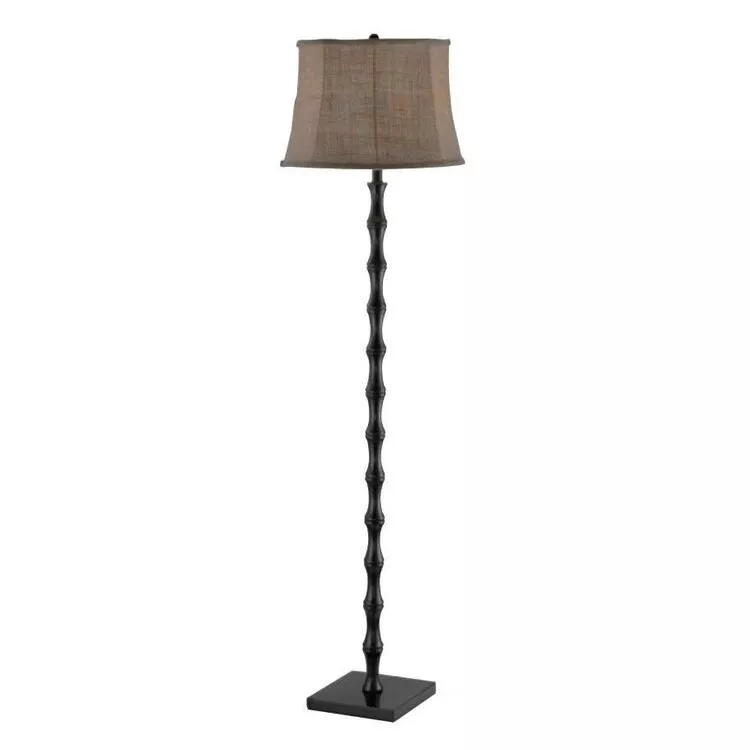 Adesso Stratton Floor Lamp - Black & Burlap Transitional Lighting