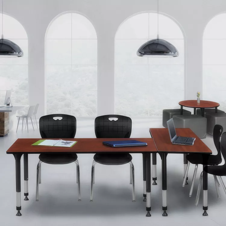 Adjustable Height Classroom Table & Black Stack Chairs Set - Regency Seating