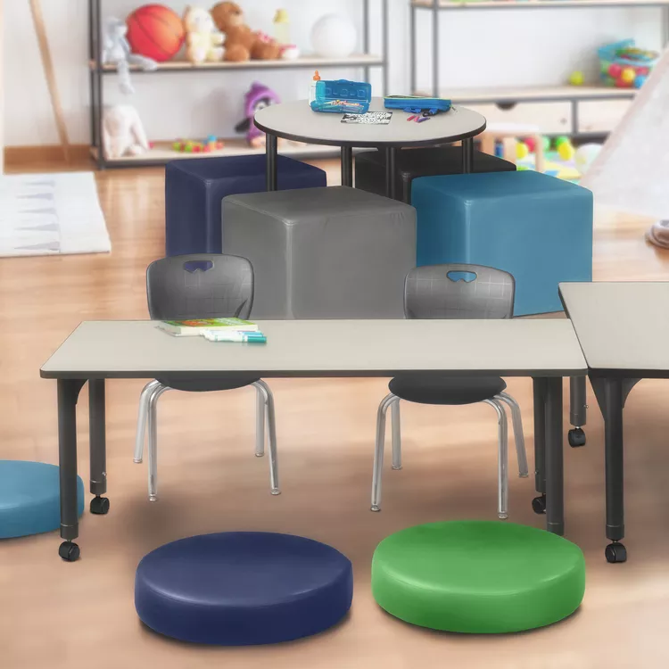 Adjustable Height Mobile Classroom Table & 2 Stack Chairs - Regency Seating