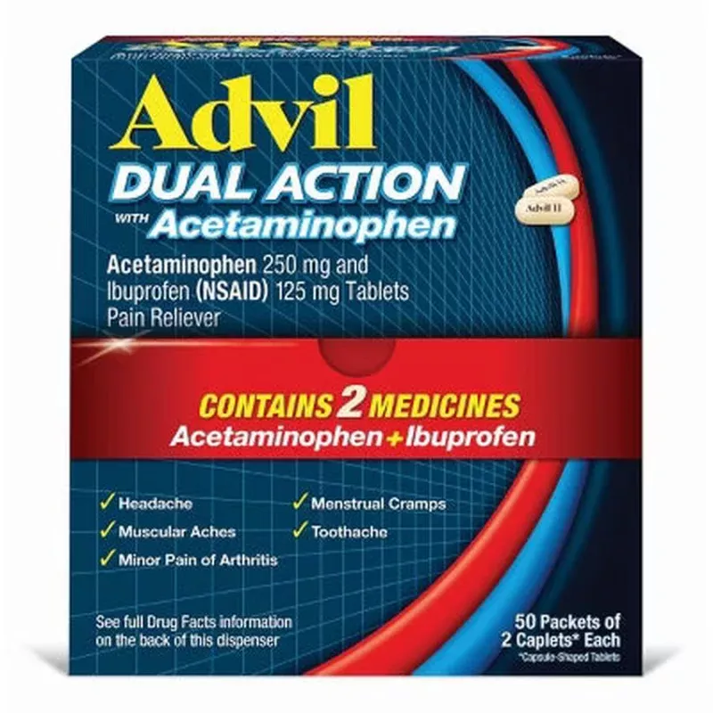Advil Dual Action Caplets Dispenser - Acetaminophen (NSAID) - (50 Count)