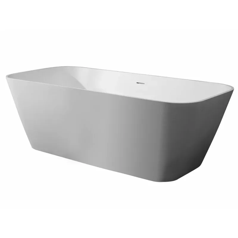 ALFI 67-Inch Rectangular White Solid Surface Freestanding Smooth Resin Soaking Bathtub AB9942