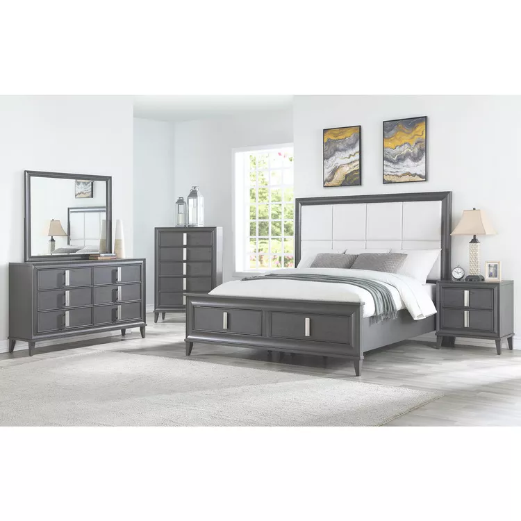 Alpine Furniture Grey Storage Bed Frame