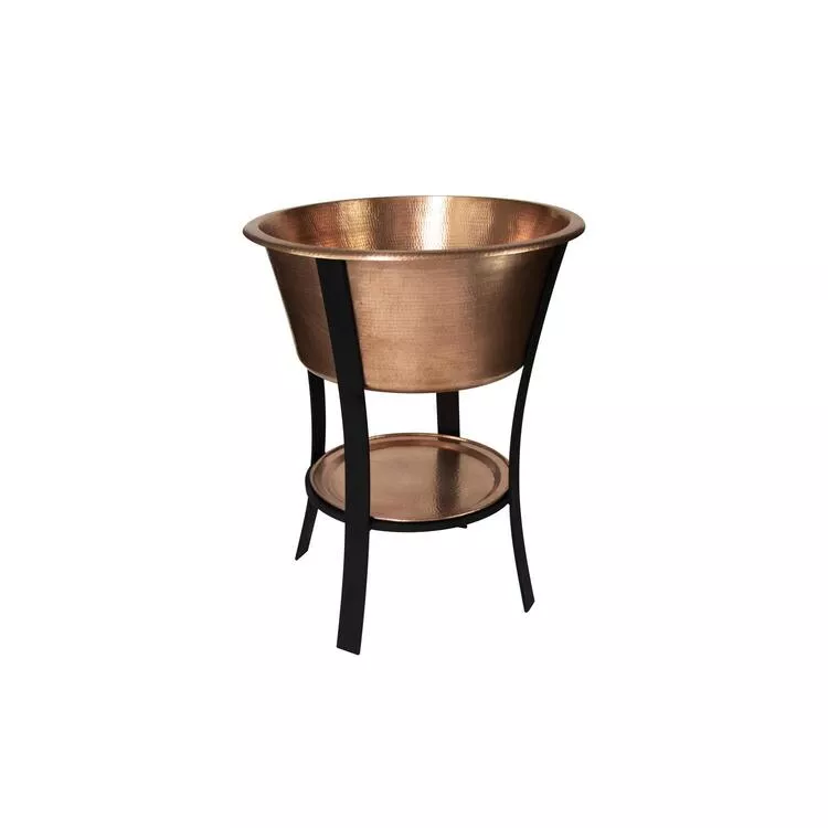 Ambiente Home Decor Copper Cooler - 24" Round Hammered Bucket