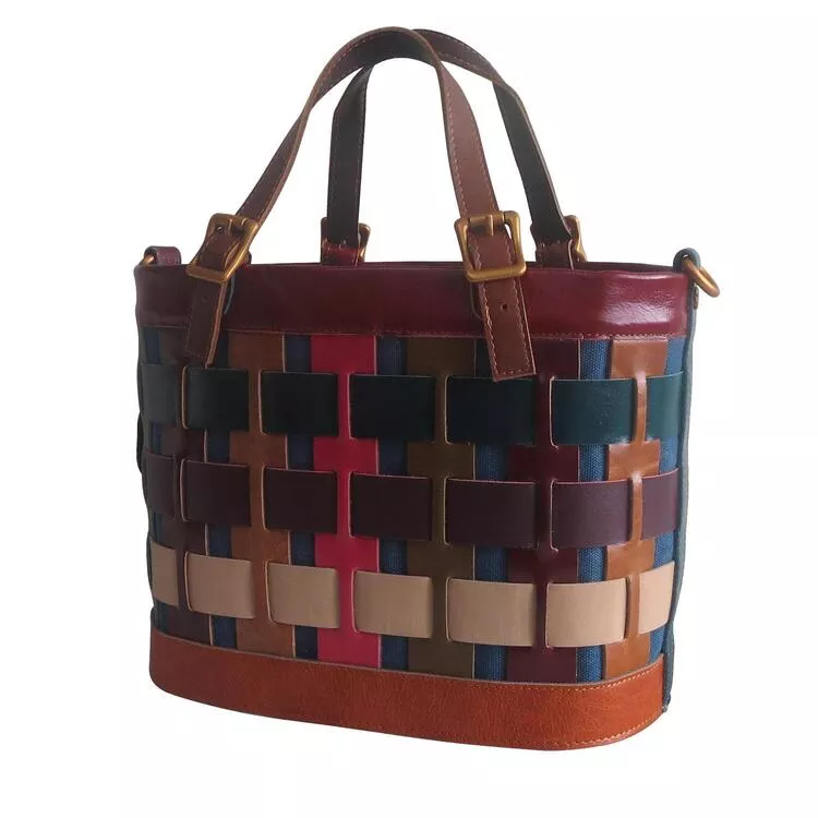 Amerileather Rainbow Leather Handbag - Dorgon Basket Style