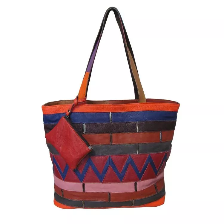 Amerileather Rainbow Patchwork Tote Bag - Etta