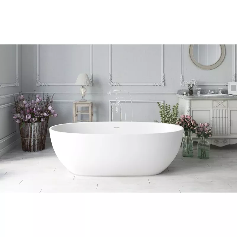 Aquatica Corelia-White Freestanding Solid Surface Bathtub