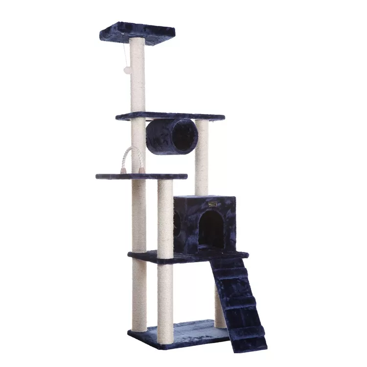 Armarkat Cat Climbing Tower - 71" Navy Blue Scratching Post