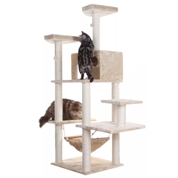 Armarkat Cat Tree 72" Beige Condo & Scratching Post