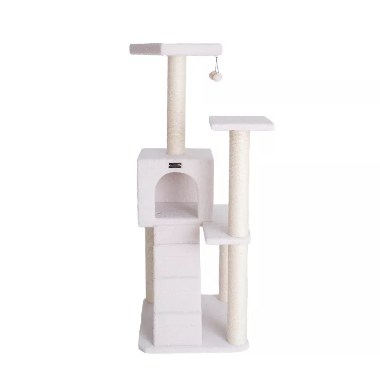 Armarkat Classic Cat Tree - 50" Plaid Design with Lounger & Scratching Posts