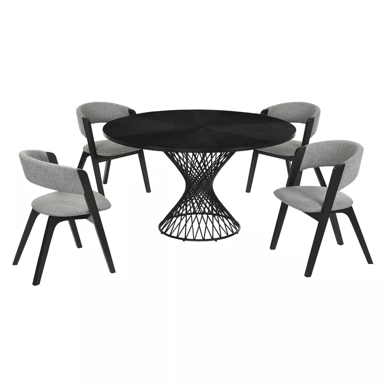 Armen Living 5-Piece Black Dining Set - Cirque Rowan